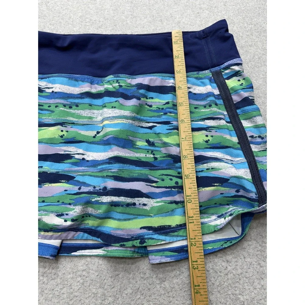 Lululemon Womens Skort Size 6 Multicolor Blue Green Abstract‎ Stripe Shorts